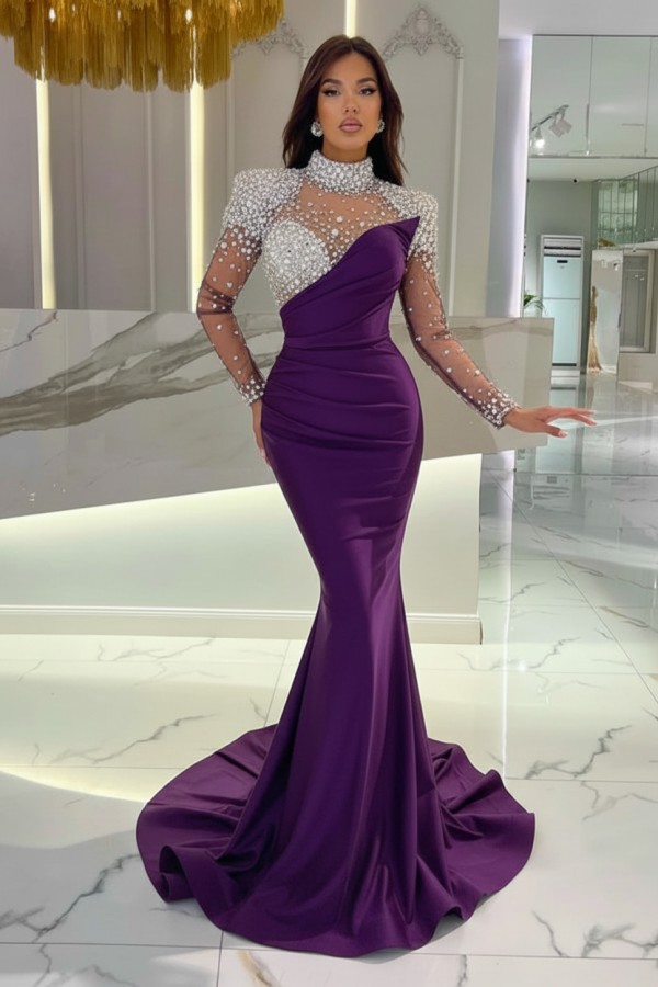 Schöne Abendkleider Lang Rosa | Abiballkleider Glitzer mit Ärmel