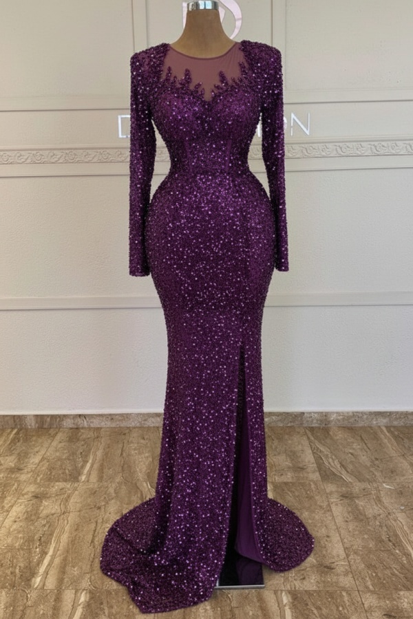 Grünes Ballkleid Lang Glitzer Abendkleid Mit Ärmel