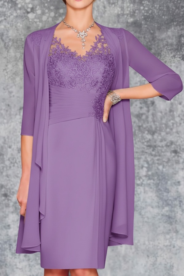 Mint Brautmutterkleid Kurz Chiffon | Kurze Brautmutterkleider mit Jacke