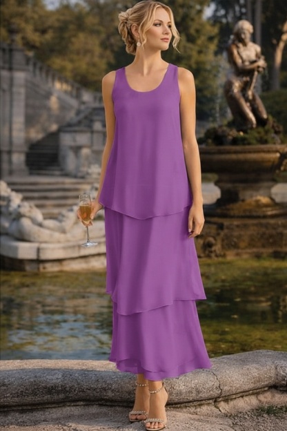 Himmel Blau Hochzeitspartykleider Lang Chiffon Festliche Kleider Brautmutter