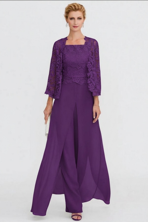 Elegante Brautmutterkleider Lang Günstig | 2 Teilig Brautmutterkleid mit Bolero
