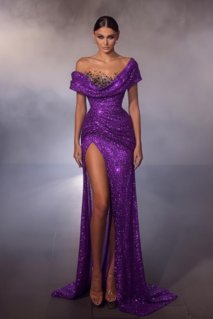 Elegante Abendkleider Lang Glitzer | Luxus Abiballkleider Online