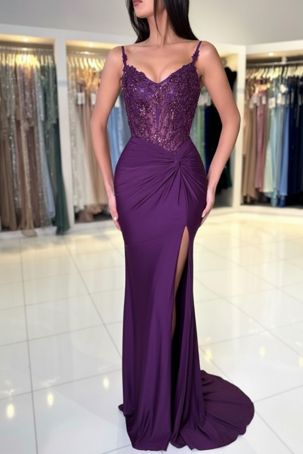 Wunderschöne Abendkleider Weinrot | Abiballkleider Lang Glitzer