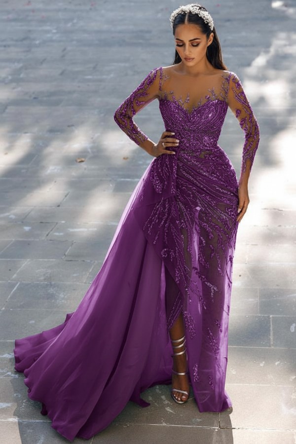 Blaues Abendkleid Lang Glitzer | Abiballkleider Spitze Mit Ärmel