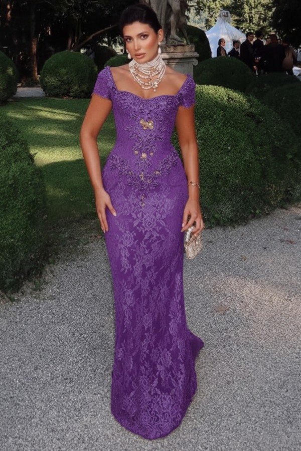 Designer Abendkleider Lang Spitze Ballkleider mit Glitzer