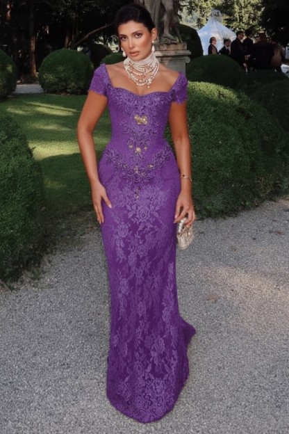 Designer Abendkleider Lang Spitze Ballkleider mit Glitzer