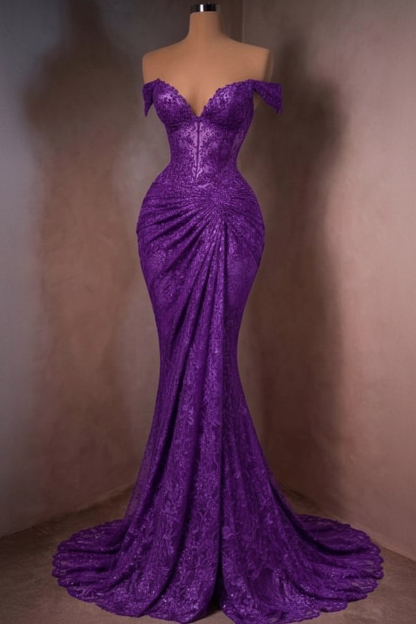 Sexy Abendkleid Lang Rot Spitze Ballkleider Meerjungfrau