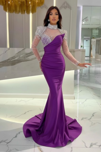 Schöne Abendkleider Lang Rosa | Abiballkleider Glitzer mit Ärmel