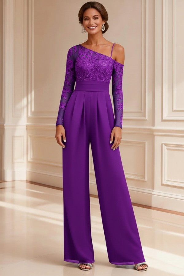 Festliche Mutter Hosenanzüge Spitze Hochzeitspartykleider Brautmutter