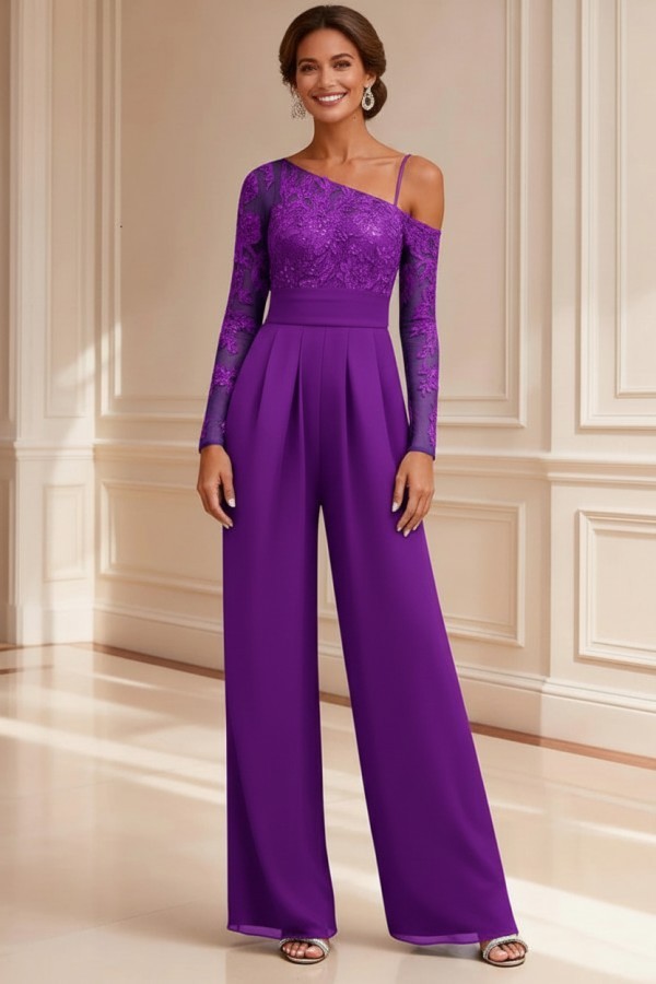 Festliche Mutter Hosenanzüge Spitze Hochzeitspartykleider Brautmutter