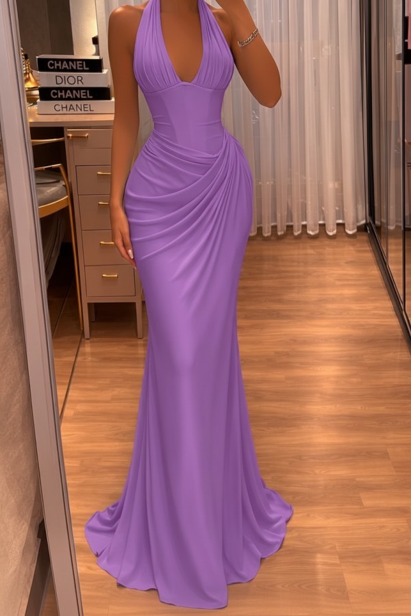 Schlichtes Abendkleid Lang Himmel Blau Chiffon Ballkleid Abendmoden