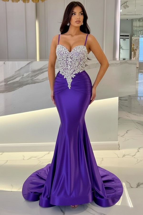Elegante Abendkleider Lang Blau | Abiballkleider mit Glitzer