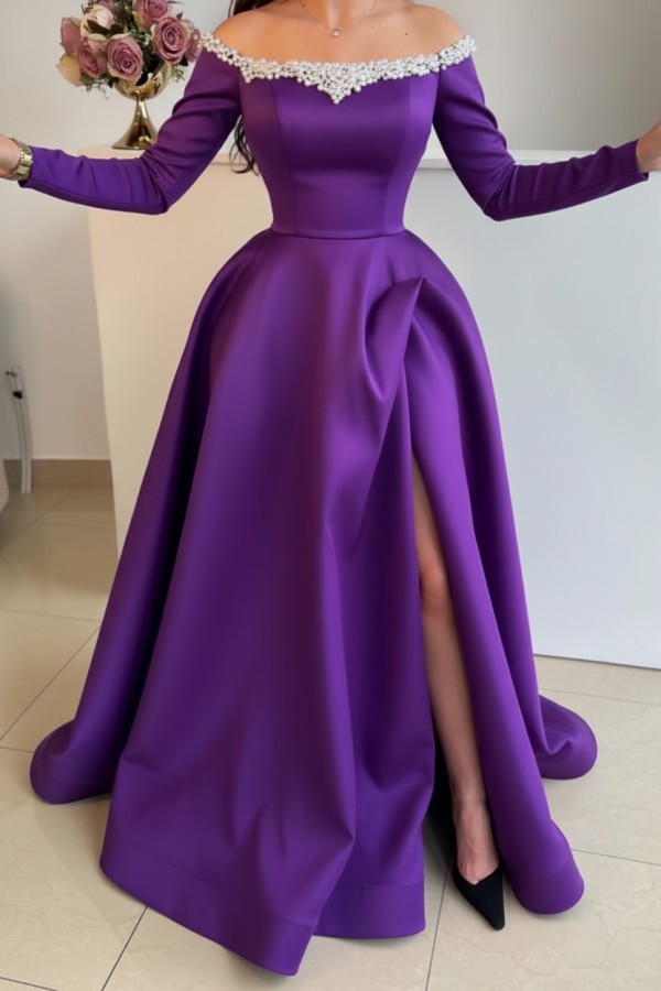 Elegante Abendkleider Lang Schwarz | Abiballkleider mit Ärmel