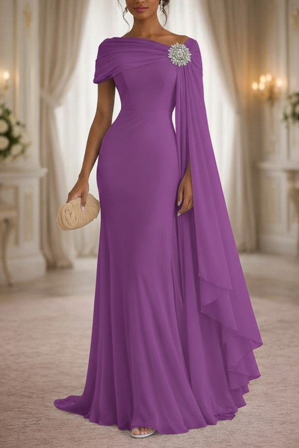 Champagner Brautmutterkleider Lang Chiffon Festliche Kleider Damen