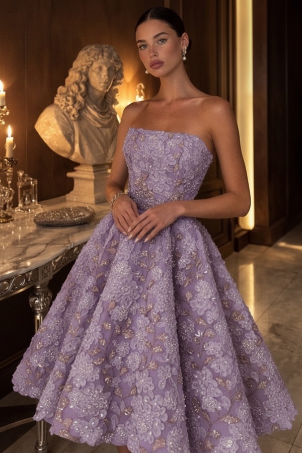 Gelb Abendkleid Kurz Spitze Ballkleid Cocktailkleider Glitzer