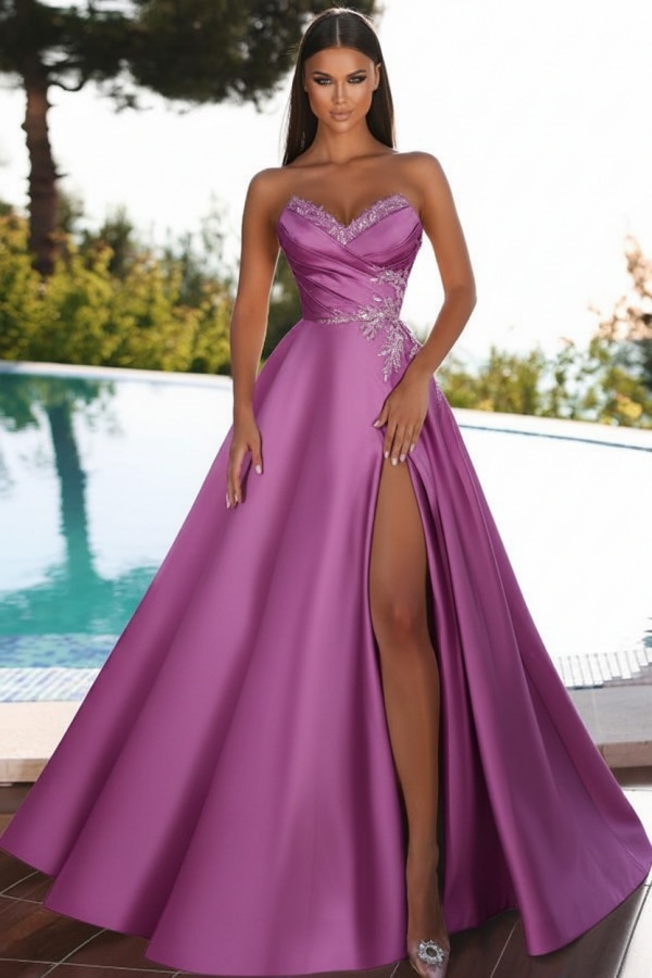 Abendkleider Lang Rosa | Schlichtes Abiballkleid