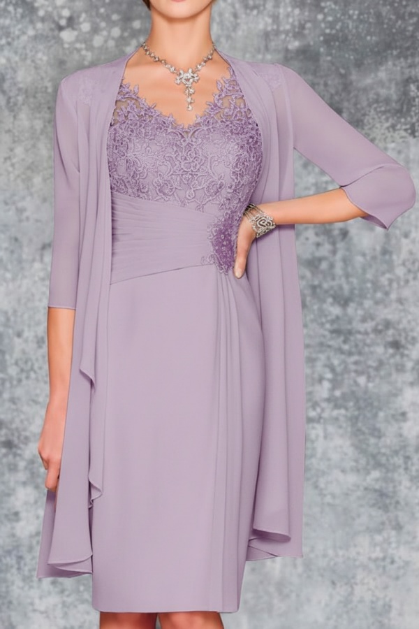 Mint Brautmutterkleid Kurz Chiffon | Kurze Brautmutterkleider mit Jacke
