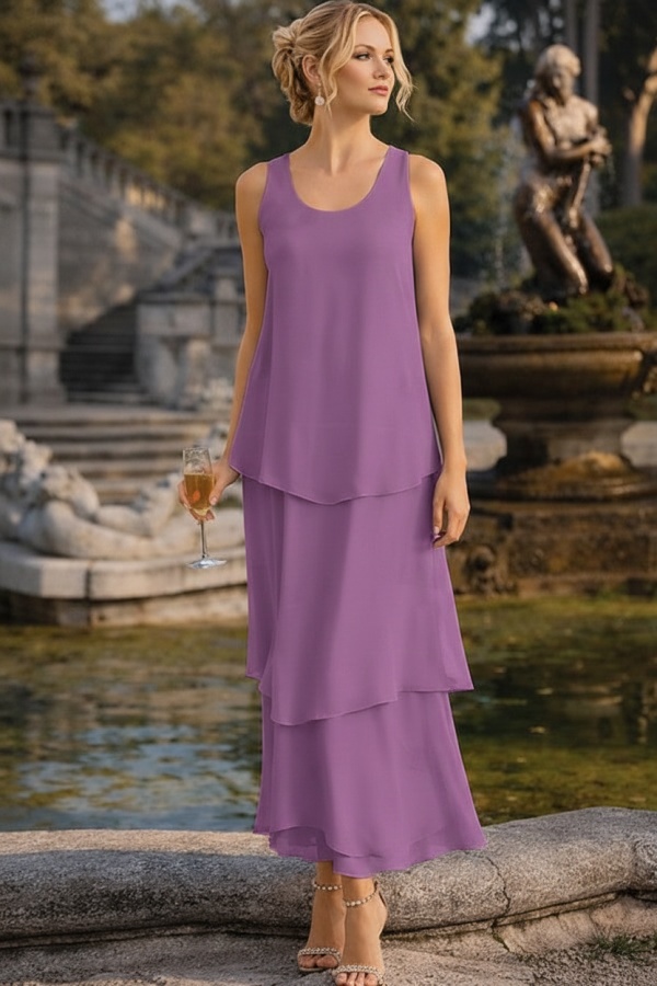 Himmel Blau Hochzeitspartykleider Lang Chiffon Festliche Kleider Brautmutter