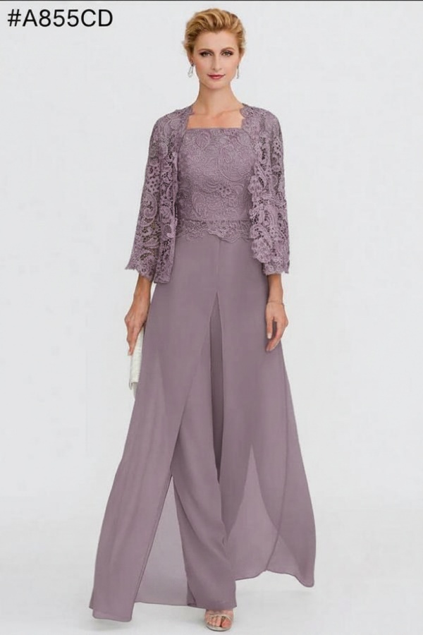 Elegante Brautmutterkleider Lang Günstig | 2 Teilig Brautmutterkleid mit Bolero