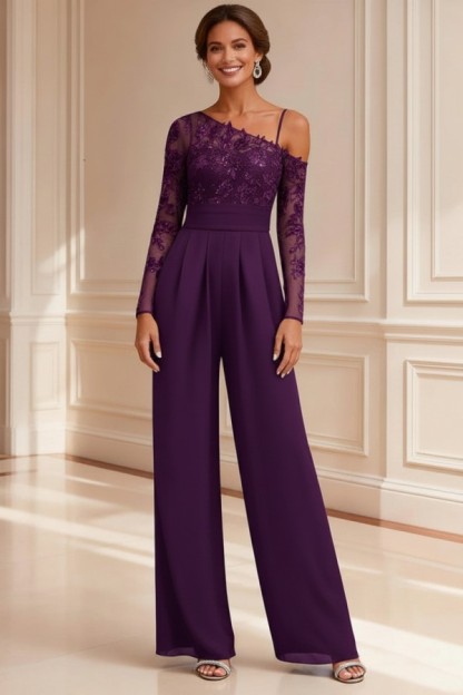 Festliche Mutter Hosenanzüge Spitze Hochzeitspartykleider Brautmutter