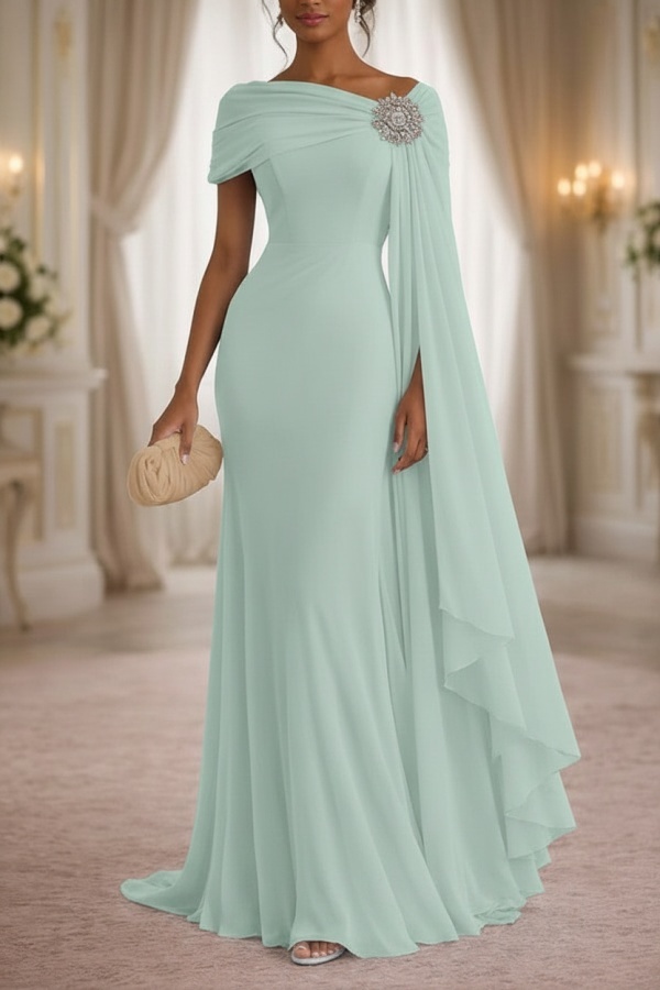 Champagner Brautmutterkleider Lang Chiffon Festliche Kleider Damen