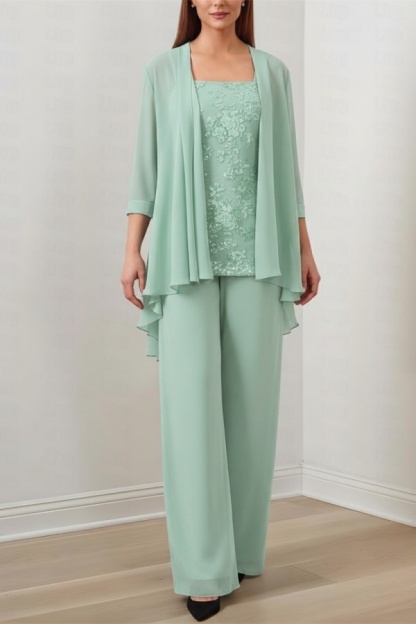 Chiffon Brautmutter Hosenanzug Festliche Hosenanzüge Lang mit Jacket