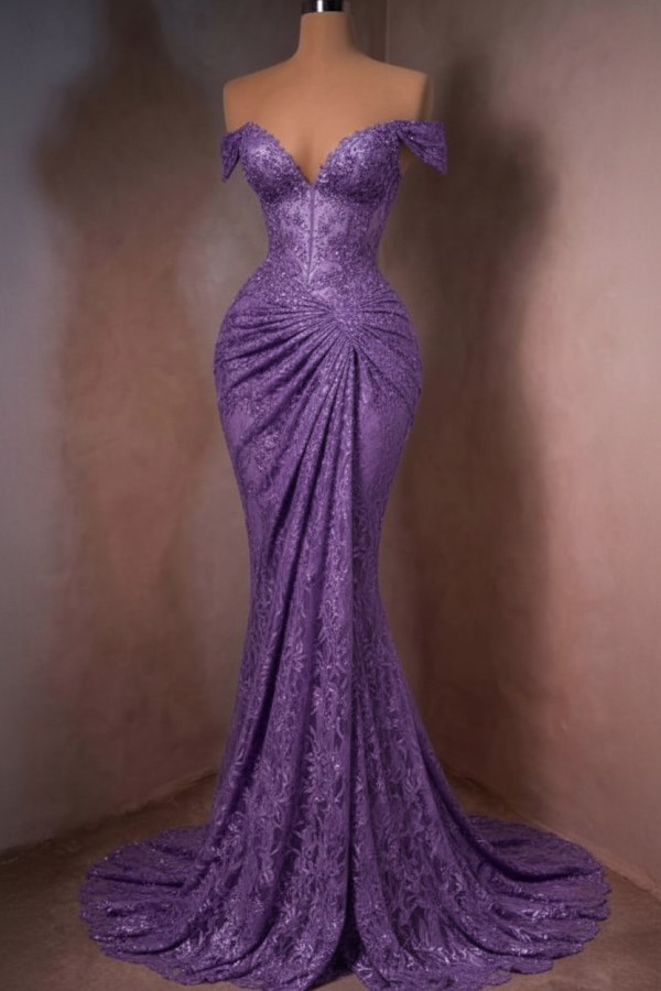 Sexy Abendkleid Lang Rot Spitze Ballkleider Meerjungfrau