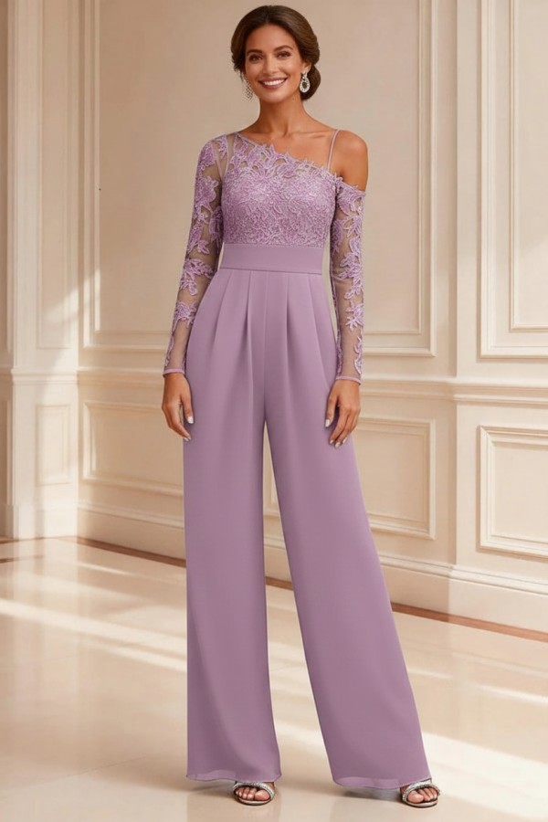 Festliche Mutter Hosenanzüge Spitze Hochzeitspartykleider Brautmutter