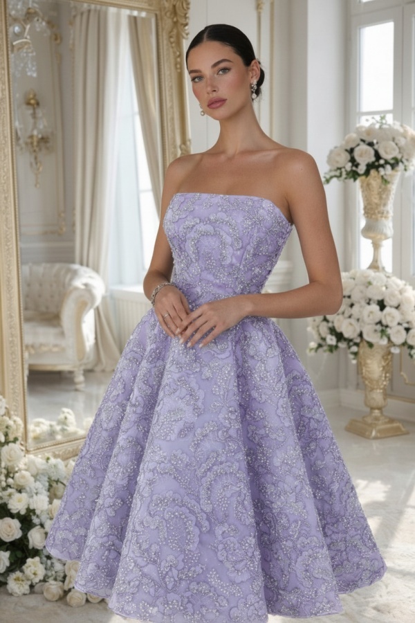 Dusty Blau Cocktailkleider Spitze Kurze Ballkleider mit Glitzer