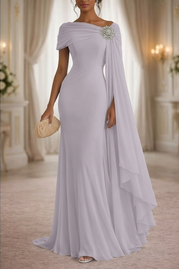 Champagner Brautmutterkleider Lang Chiffon Festliche Kleider Damen