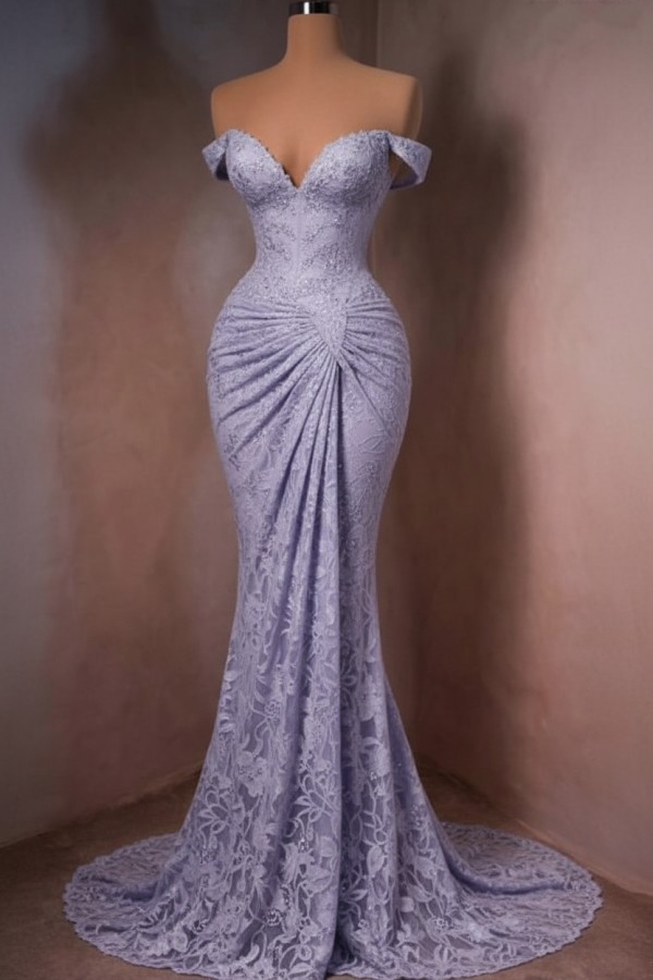 Sexy Abendkleid Lang Rot Spitze Ballkleider Meerjungfrau