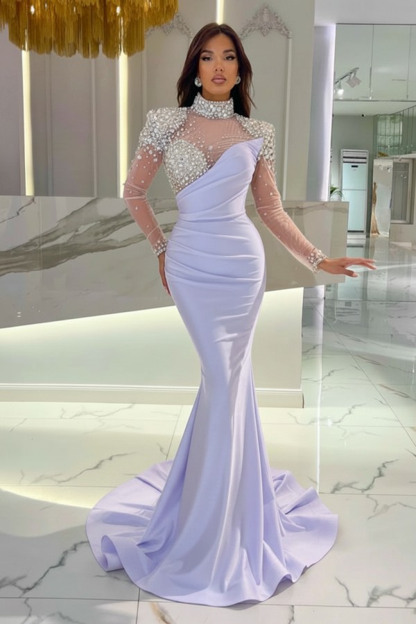 Schöne Abendkleider Lang Rosa | Abiballkleider Glitzer mit Ärmel