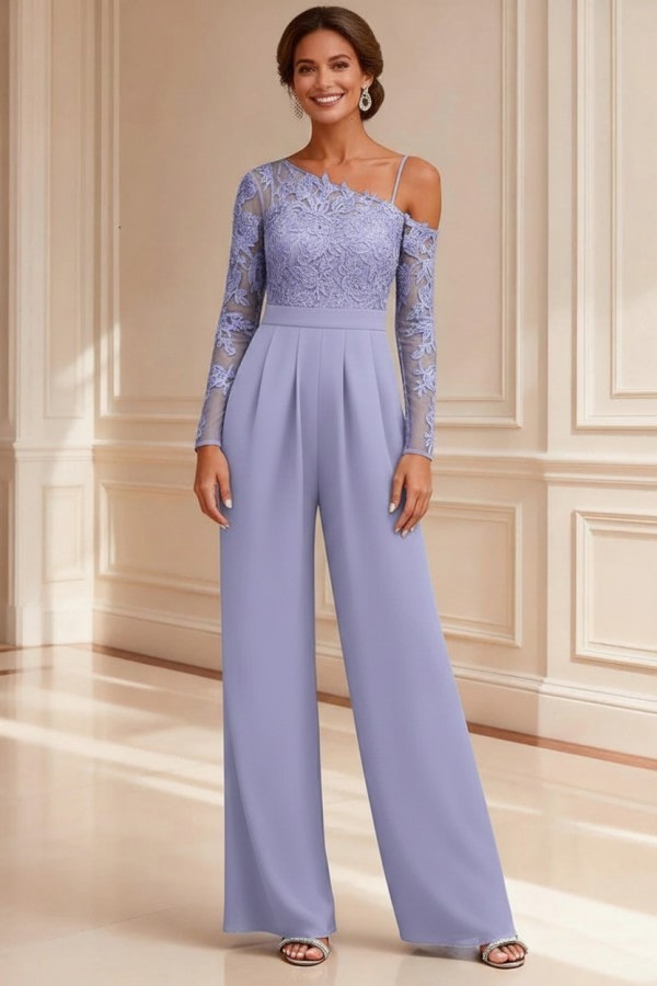 Festliche Mutter Hosenanzüge Spitze Hochzeitspartykleider Brautmutter