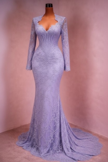 Designer Abendkleid Lang Weinrot Ballkleid Spitze Mit Ärmel