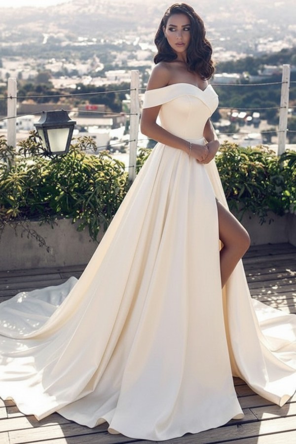 Fashion Blau Abendkleider Lang Günstig Schulterfrei Abendmoden Partykleider