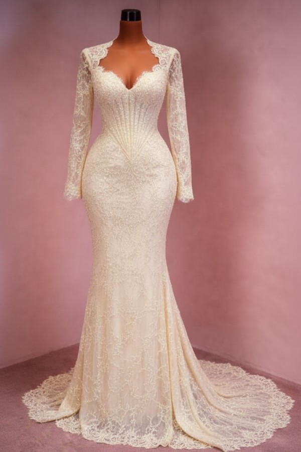 Designer Abendkleid Lang Weinrot Ballkleid Spitze Mit Ärmel