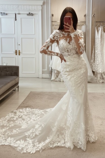 Brautkleider Meerjungfrau Spitze | Hochzeitskleider mit Ärmel