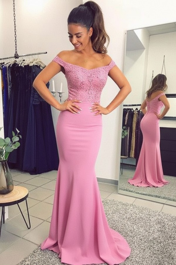 Navy Blau Abendkleider Lang Günstig Meerjungfrau Spitze Abendkleid Abiballkleider