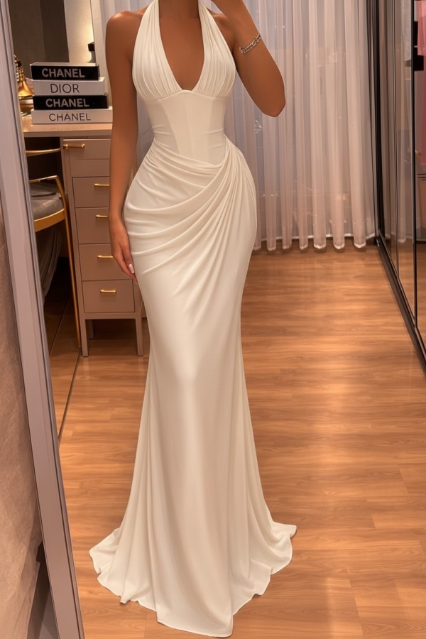 Schlichtes Abendkleid Lang Himmel Blau Chiffon Ballkleid Abendmoden