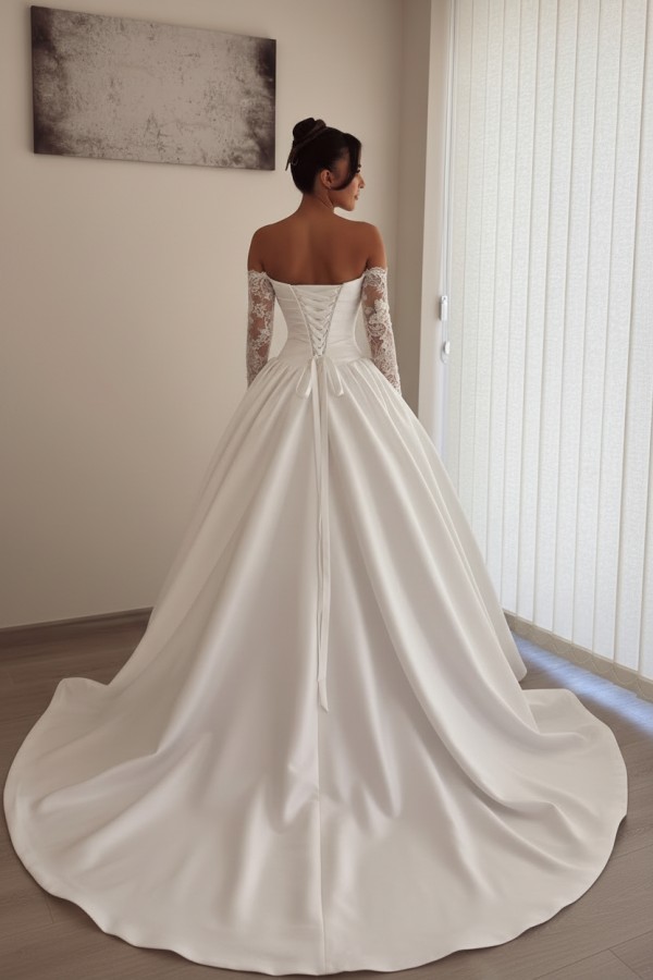 Schlichte Hochzeitskleider A Linie Satin Brautkleid Brautmoden Online