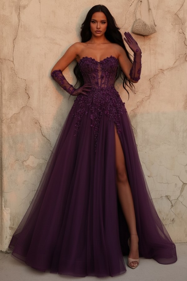 Himmel Blaues Abendkleid Lang Spitze Ballkleid Abendmoden Online
