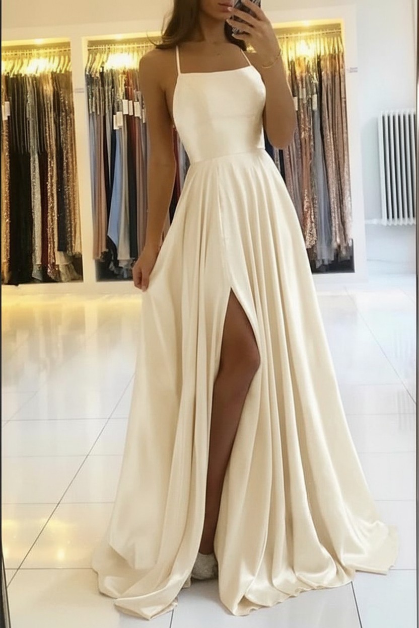 Schlichtes Abendkleid Lang Grün | Abiballkleider Günstig