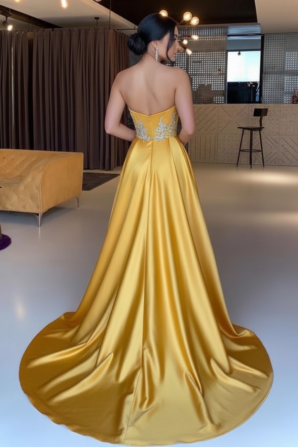 Gold Abendkleider Lang Günstig | Abiballkleider Online Kaufen