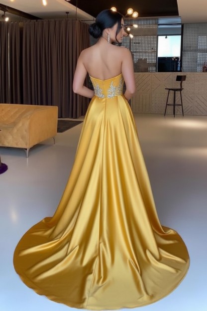 Gold Abendkleider Lang Günstig | Abiballkleider Online Kaufen