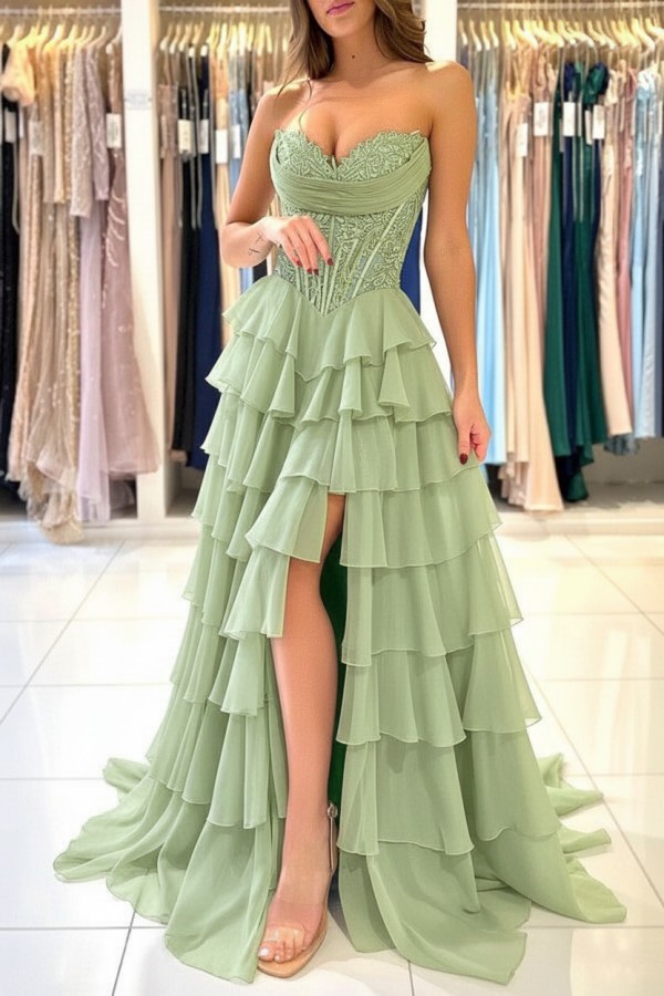 Elegante Abendkleider Lang Blau Ballkleider Mit Spitze