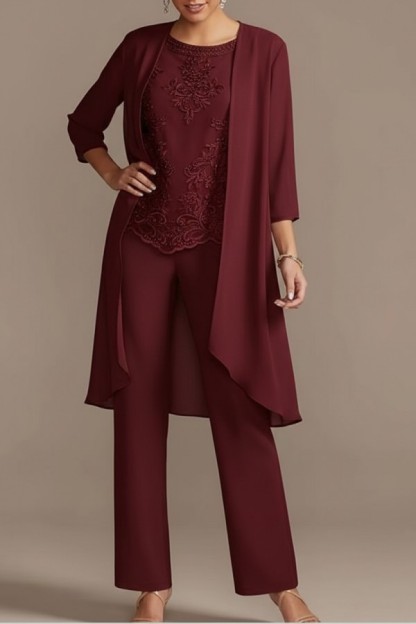 Designer Brautmutter Hoesenanzug | Brautmutterkleider Chiffon 3 Teilig