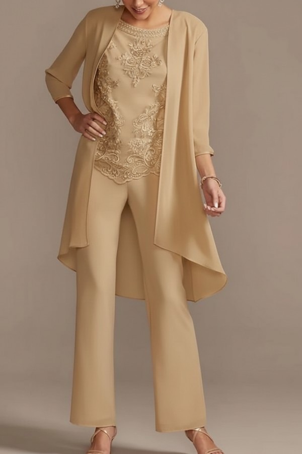 Designer Brautmutter Hoesenanzug | Brautmutterkleider Chiffon 3 Teilig