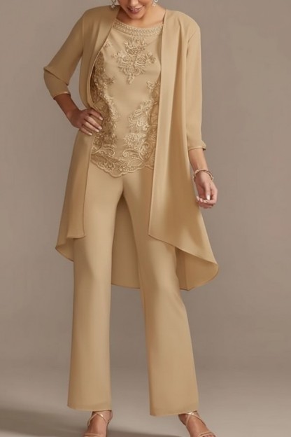 Designer Brautmutter Hoesenanzug | Brautmutterkleider Chiffon 3 Teilig
