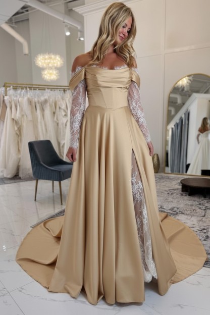 Boho Hochzeitskleider Schlicht Summer Brautkleider A Linie mit Ärmel