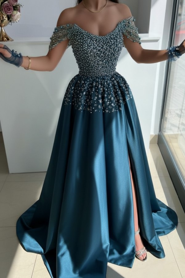 Designer Abendkleider Lang Glitzer | Abiballkleider Grün Günstig